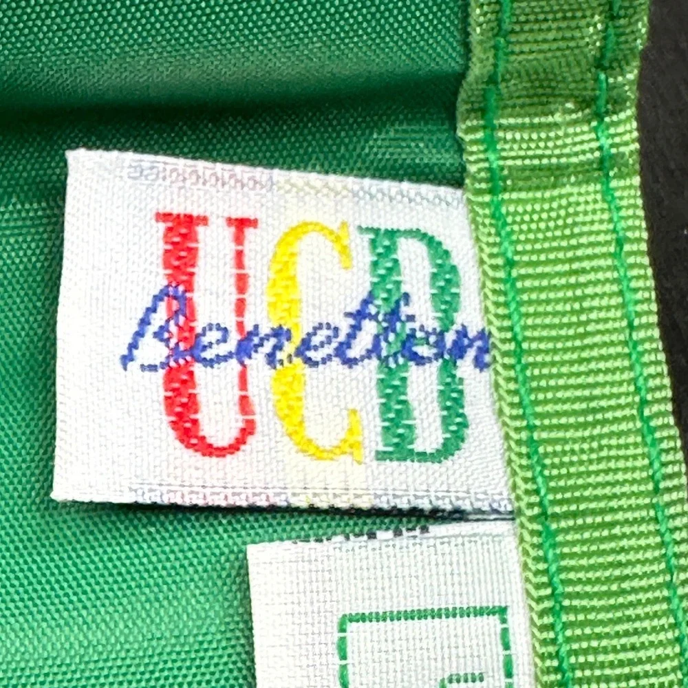 United Colors of Benetton Vintage Trifold Nylon Wallet Green Hook Loop 90s UCB